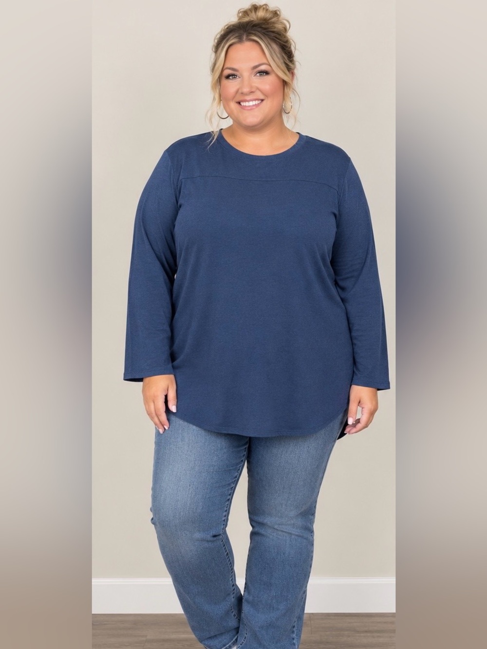 Relaxed Fit Navy Long Sleeve Shirt